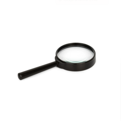 Lupa preta com lente redonda