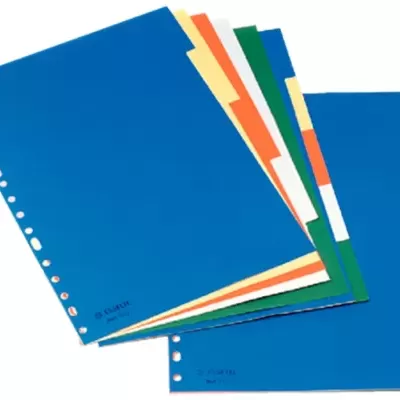 Separadores de papel coloridos com abas e furação lateral