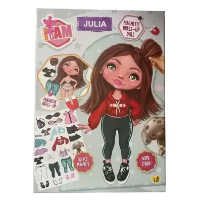 Livro magnético para vestir boneca Julia da iTam com roupas e acessórios