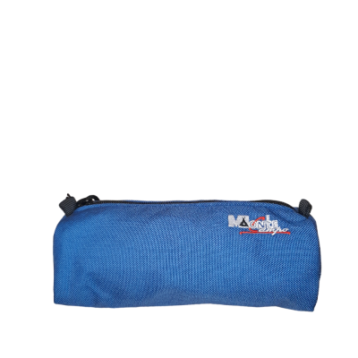 Estojo azul com fecho de correr e logótipo MANAGING