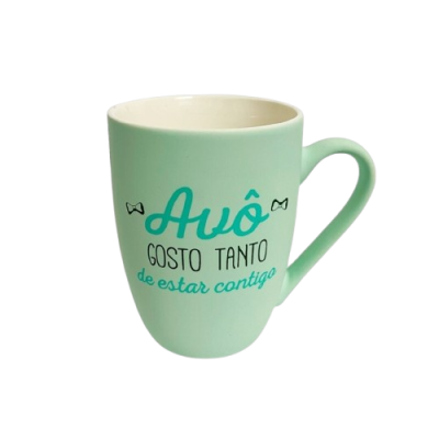 Copo cerâmico verde claro com texto Avô GOSTO TANTO de estar contigo