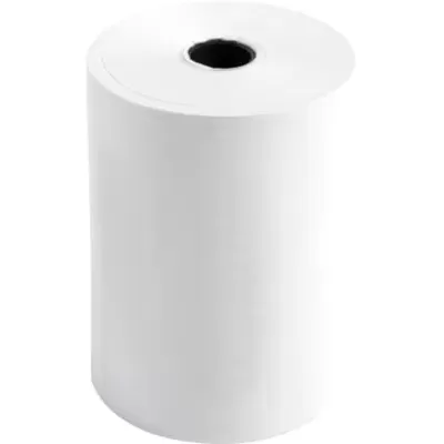 Rolo branco de papel térmico com núcleo preto no centro