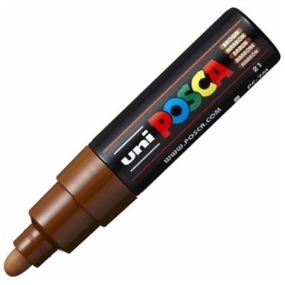 Marcador uni POSCA castanho com tampa visível