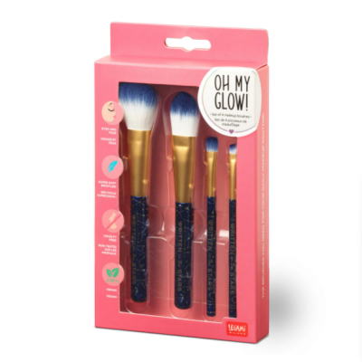 Conjunto de 4 pincéis de maquilhagem em embalagem rosa OH MY GLOW!