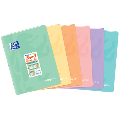 Cadernos Oxford easybook em cores pastel alinhados