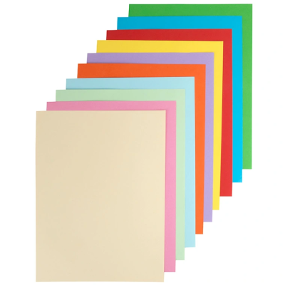 Folhas de papel colorido em leque com várias cores