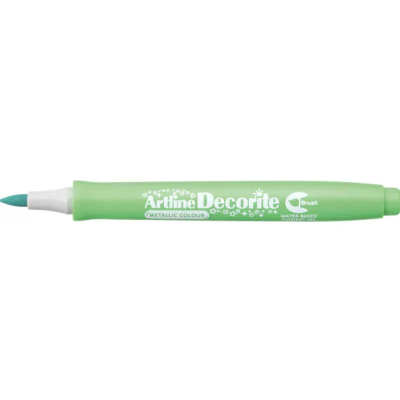 Marcador metálico verde claro Artline Decorite com ponta de pincel azul