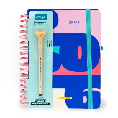 Agenda 2026 diária colorida com caneta apagável