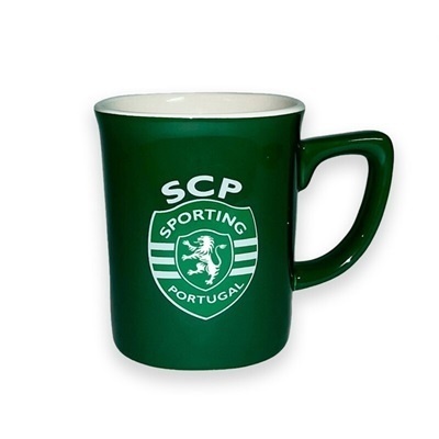 Caneca verde Sporting Portugal com logótipo em branco