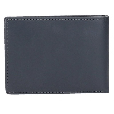 Carteira masculina preta em pele com costura visível