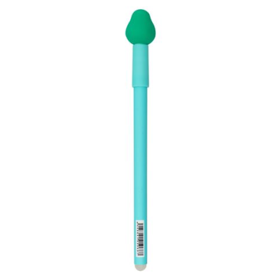 Pincel de silicone azul com ponta verde em fundo branco