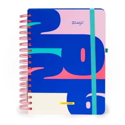 Agenda 2026 com capa colorida e espiralada