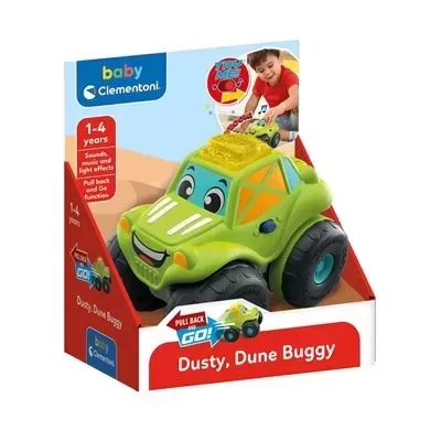 Carrinho de brinquedo verde Dusty, Dune Buggy na embalagem