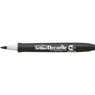 Marcador Artline Decorite preto tipo pincel com texto branco