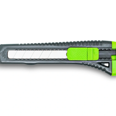 Estilete preto e verde com lâmina metálica segmentada