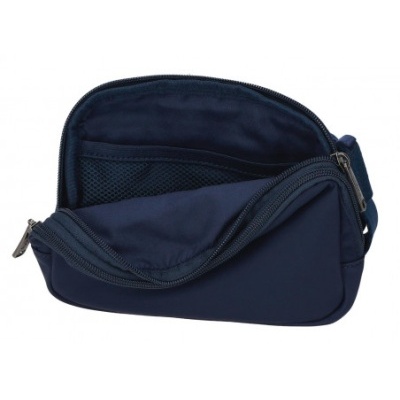 Bolsa ou pochete azul navy com fecho e bolso interior em rede