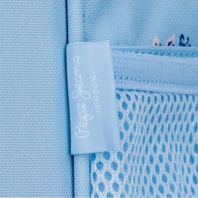 Etiqueta azul Pepe Jeans em mochila azul claro com malha e zíper