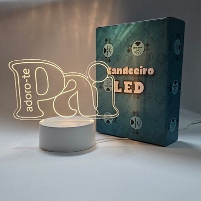 Candeeiro LED com mensagem adoro-te Pai e embalagem azul