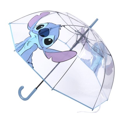 Guarda-chuva transparente com desenho do Stitch