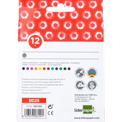 Embalagem vermelho e branco contendo 12 barras coloridas de massa para modelar liderpapel