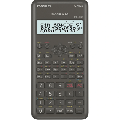 Calculadora científica preta Casio fx-82MS com display digital