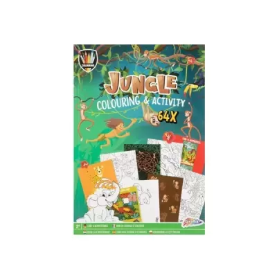 Livro de atividades e colorir Jungle Colouring & Activity 64X com imagens da selva