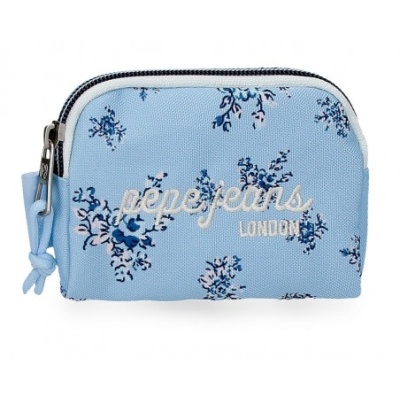 Bolsa pequena azul claro com padrão floral placa pepe jeans LONDON