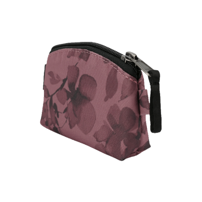 Mini necessaire rosa com padrão floral e fecho preto
