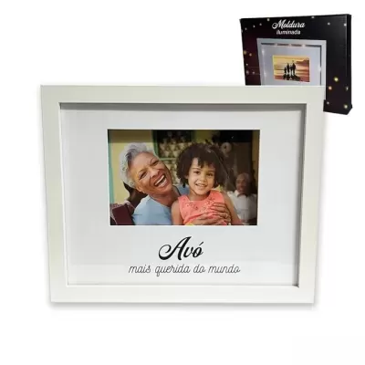 Moldura branca Avó com texto e embalagem preta Moldura iluminada