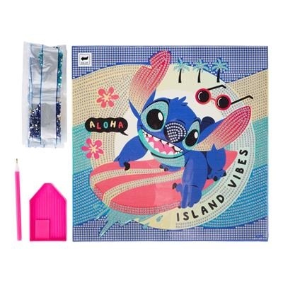 Conjunto de pintura com diamantes com tema Stitch e prancha de surf