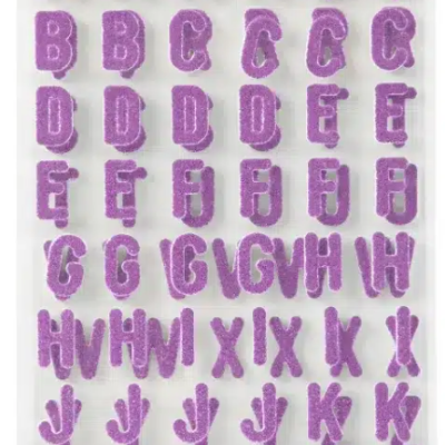 Autocolantes de glitter cor-de-rosa com letras e números no pacote Craft ID