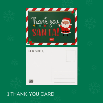 Cartão de agradecimento natalício com Pai Natal e texto 'Thank you SANTA!'