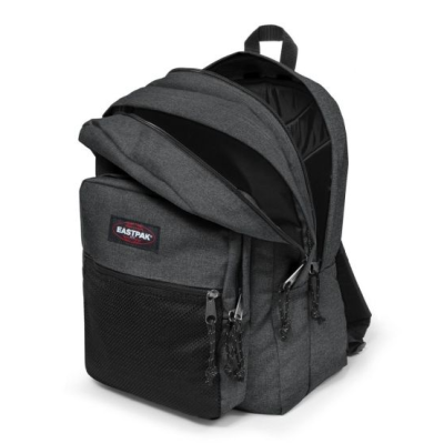 Mochila cinzenta Eastpak com bolso frontal em malha preta