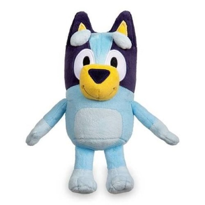 Boneco de peluche em forma de cão azul e amarelo