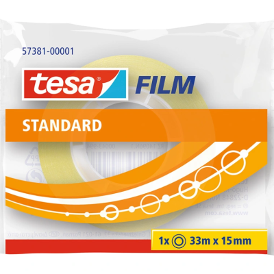 Rolo de fita adesiva tesa STANDARD film em embalagem plástica branca e laranja