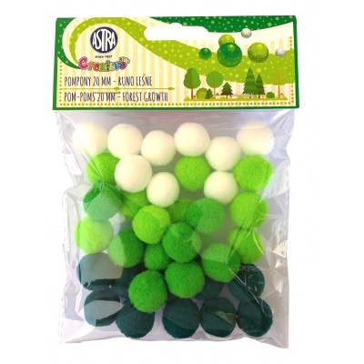 Pacote de pompons ASTRA verdes e brancos, 20 mm