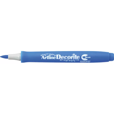 Marcador de tinta azul Artline Decorite com ponta de pincel e corpo azul