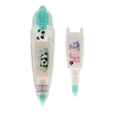 Produtos de correção em fita com designs coloridos e apontadores