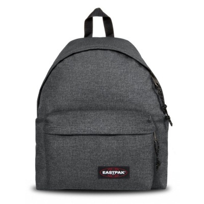 Mochila cinza escura EASTPAK com bolso frontal e etiqueta