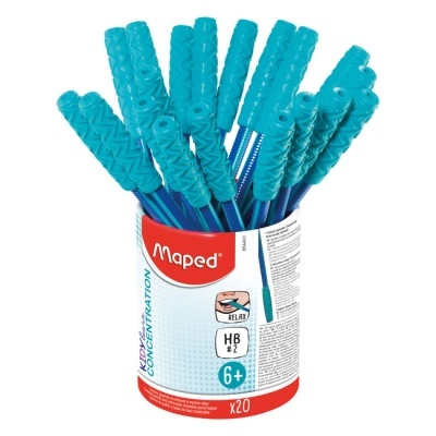 Apontadores de lápis com cabo azul e textura ondulada azul turquesa