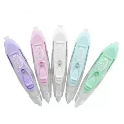 Conjunto de cinco corretoras em fita de várias cores pastel