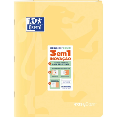 Caderno amarelo pastel capa dura Oxford easyBook com etiqueta frontal