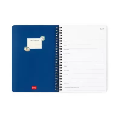 Agenda azul 2024 com páginas para dados pessoais