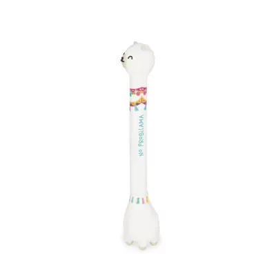 Brinquedo branco em forma de lama com texto No Probllama