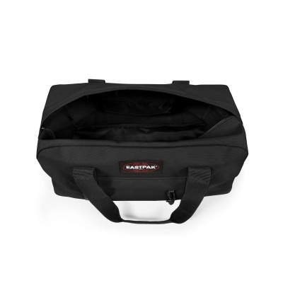Mala de viagem preta EASTPAK vista de cima com interior aberto