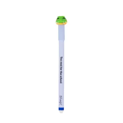 Lápis branco com borracha branca e topo de crocodilo verde sorridente