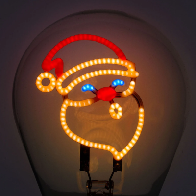 Filamento LED em forma de Pai Natal dentro de lâmpada