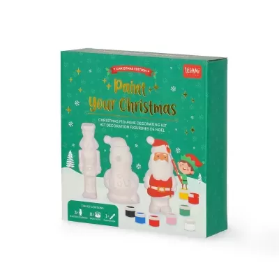 Kit de decoração de Natal para pintar com figuras de gesso e tintas.
