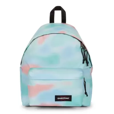 Mochila EASTPAK em tecido com padrão azul, verde e rosa pastel