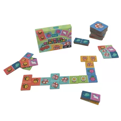 Jogo de cartas Domino e Memory Game com peças coloridas de animais e objetos